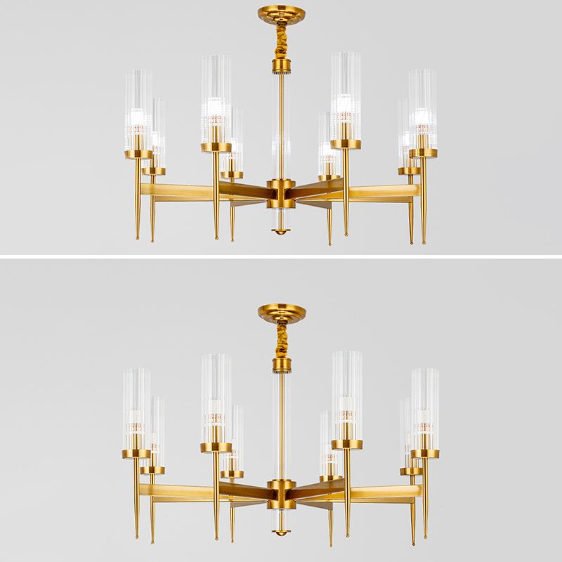 Cilíndrico de metal Candelier Chandelier Contemporáne de lámpara de lámpara de lámpara en oro