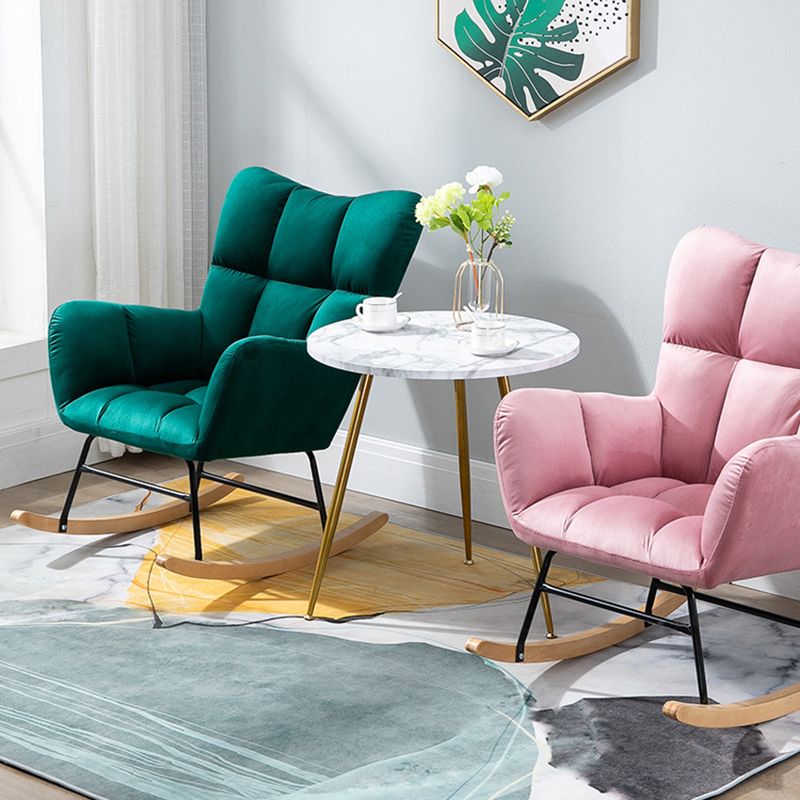 Modern Upholstered Rocking Chair Wingback Rocker Chair for Living Room