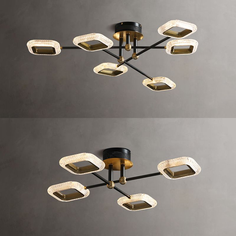 Nouveau Plafonniers semi-encastrés Spoutnik en verre noir encastré moderne pour salon