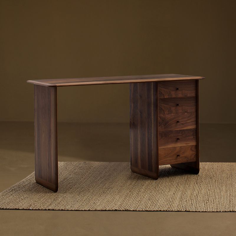 Modern Rectangle Wood Bar Table Wood Base with Lockers for Dining Room