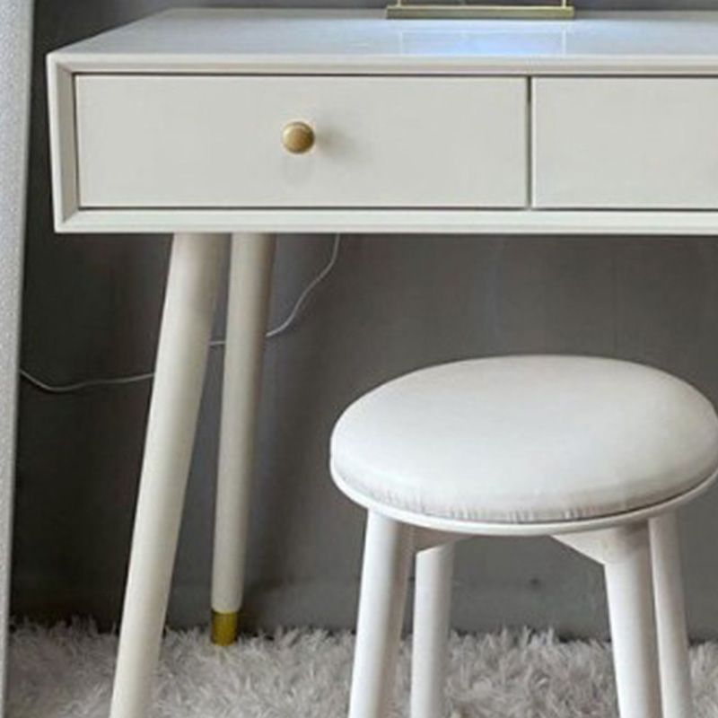 Contemporary White Make-up Vanity With 2 Storage Drawers Solid Wood Dresser