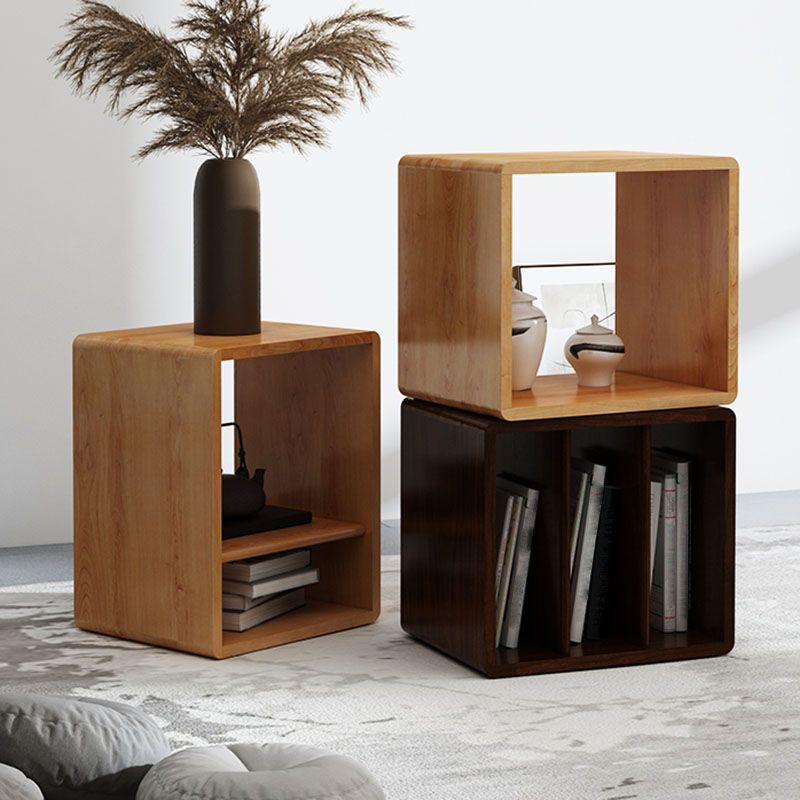 Open Back Cube Bookshelf Wood Contemporary Bookcase for Home