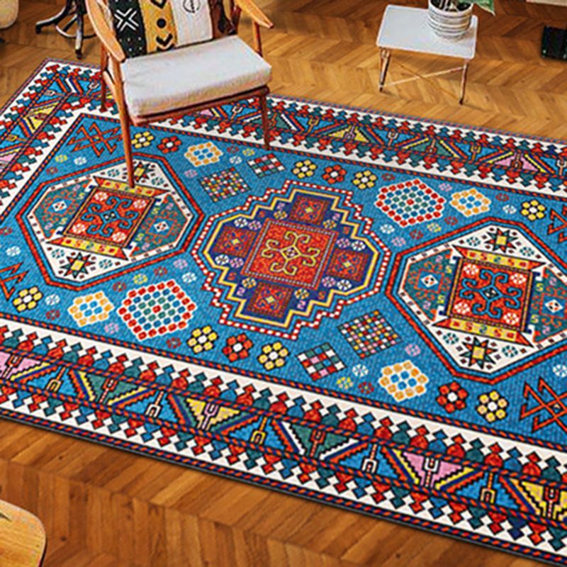 Bohemian Multicolor Carpet Polyester Area Carpet Stain Resistant Rug for Living Room