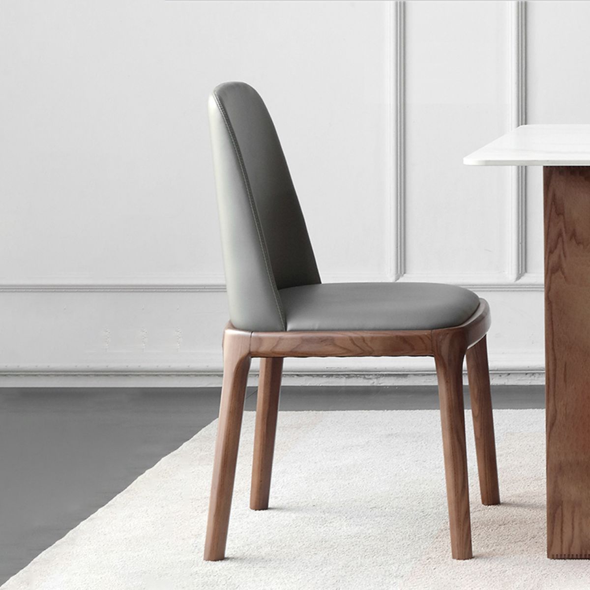 Silla auxiliar industrial de cuero de fresno, acabado mate, silla de comedor Parsons (juego de 2)