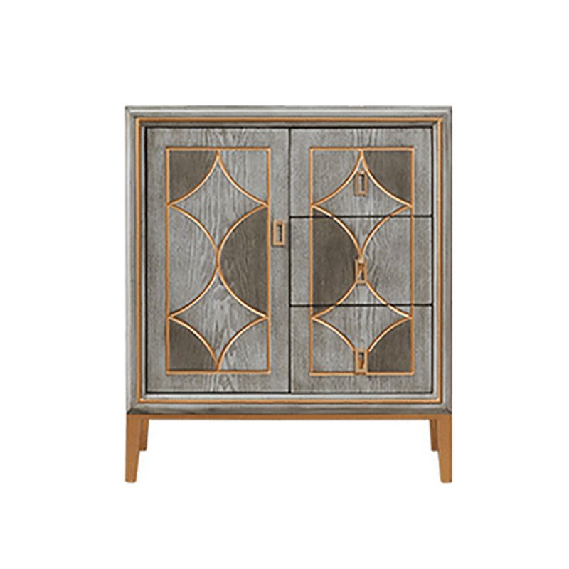 Glam Dining Server Wood and Metal Sideboard Cabinet with Drawers and Storage