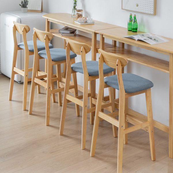 Scandinavian Footrest Solid Wood Bar Stool Low Back Home Stool