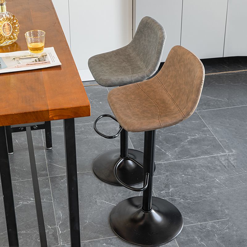 Contemporary Reception Adjustable Height Stool Matte Finish Leather Barstool