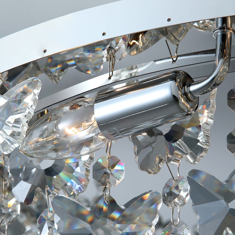 Contemporary Flush Light Fixtures Fringed Crystal Flush Mount Lampen in Silber