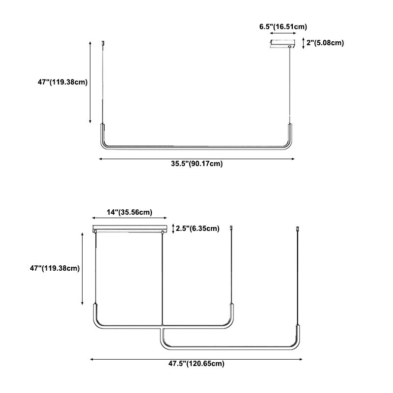 Lineare Form Pendelleuchten zeitgenössischer Stil Metallanhänger Beleuchtung Leuchten