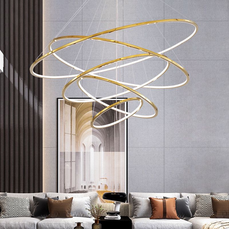 Contemporary Orbicular Chandelier Lamp Metallic Simplicity Hanging Lamp Kit for Living Room