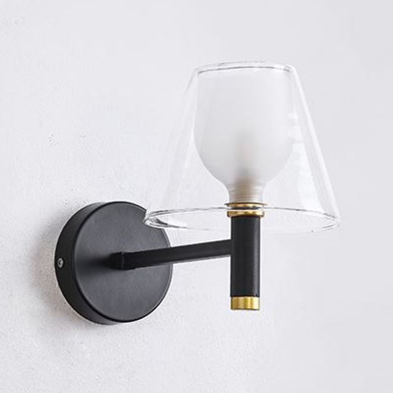 Glass Geometric Wall Light Modern 1-Light Wall Lights in Black