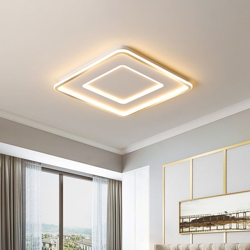 Lámpara empotrada extrafina de estrella/cuadrado/triángulo, lámpara LED de montaje en techo de metal dorado pulido contemporáneo para habitación de bebé