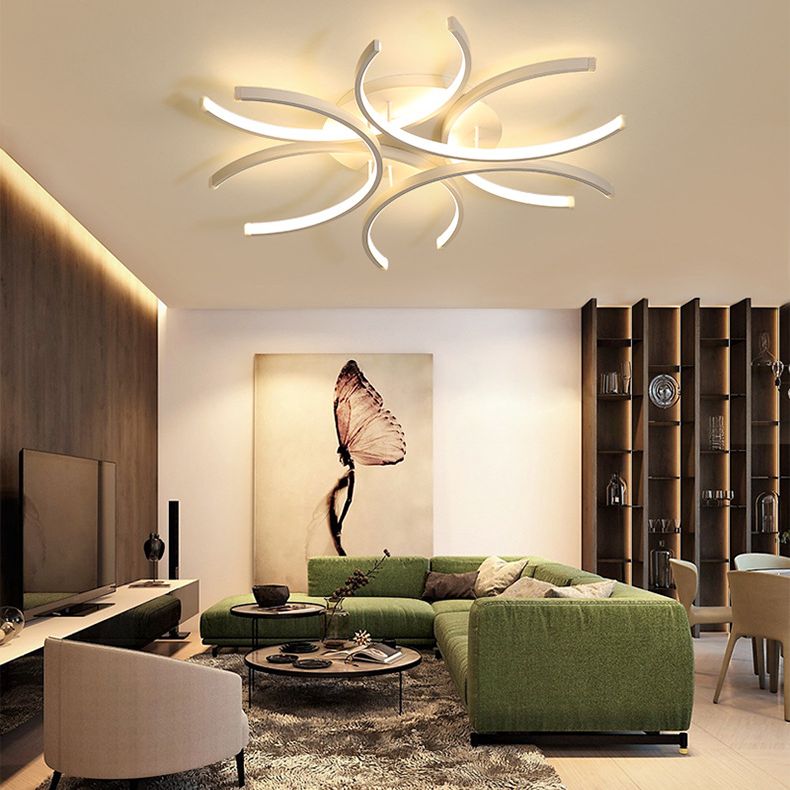 Weiße lineare LED Deckenleuchte in moderner Concise Style Aluminium Indoor Flush Mount für Wohnzimmer
