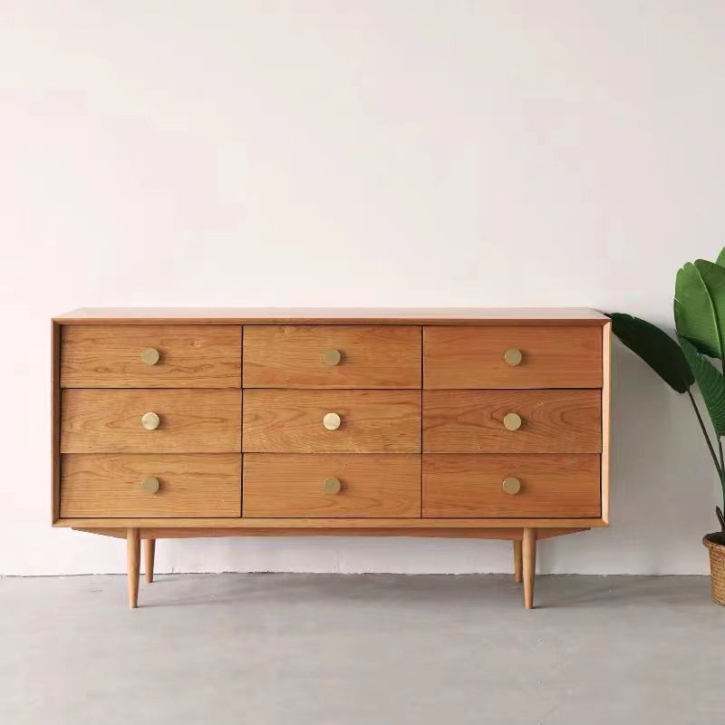 Modern Horizontal Double Dresser Solid Wood Storage Chest for Bedroom