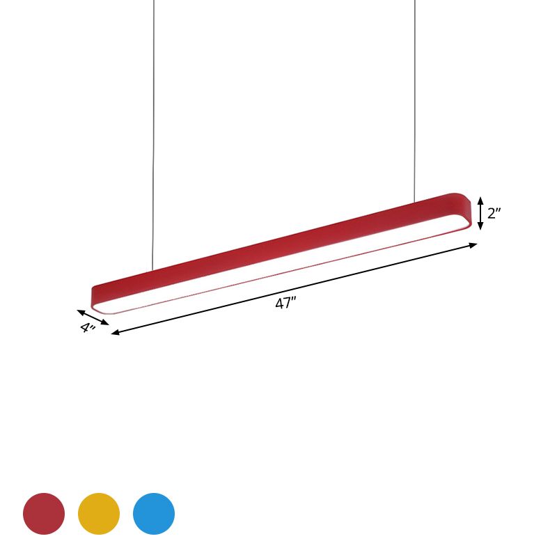 Tubular Hanging Lamp Contemporary Metal Led Red/Blue/Yellow Ceiling Pendant Light for Dining Room
