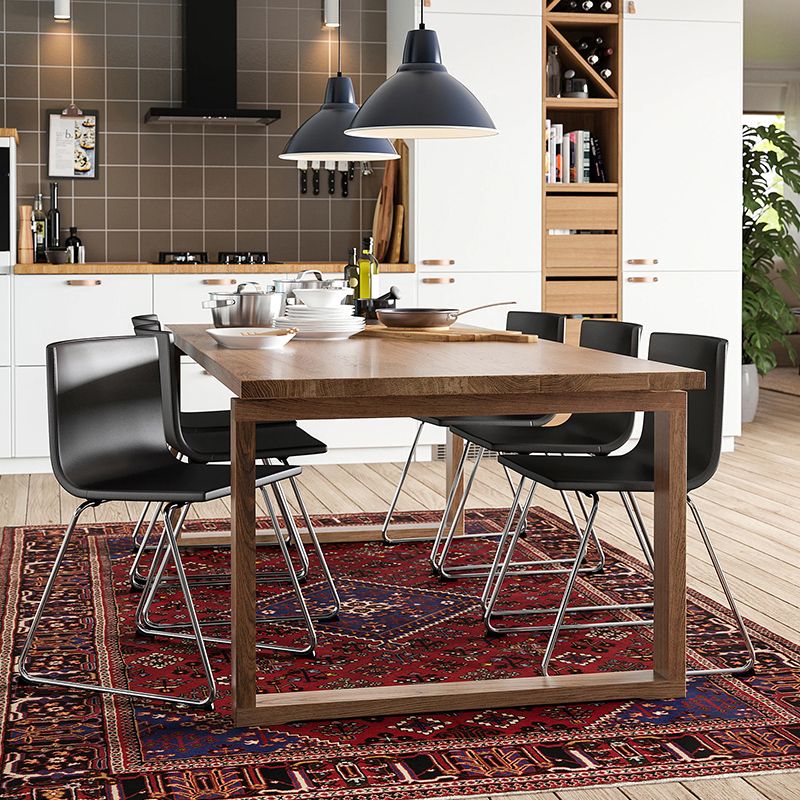 Solid Wood Contemporary Rectangular Dining Table Wood Top Table with Sled Base