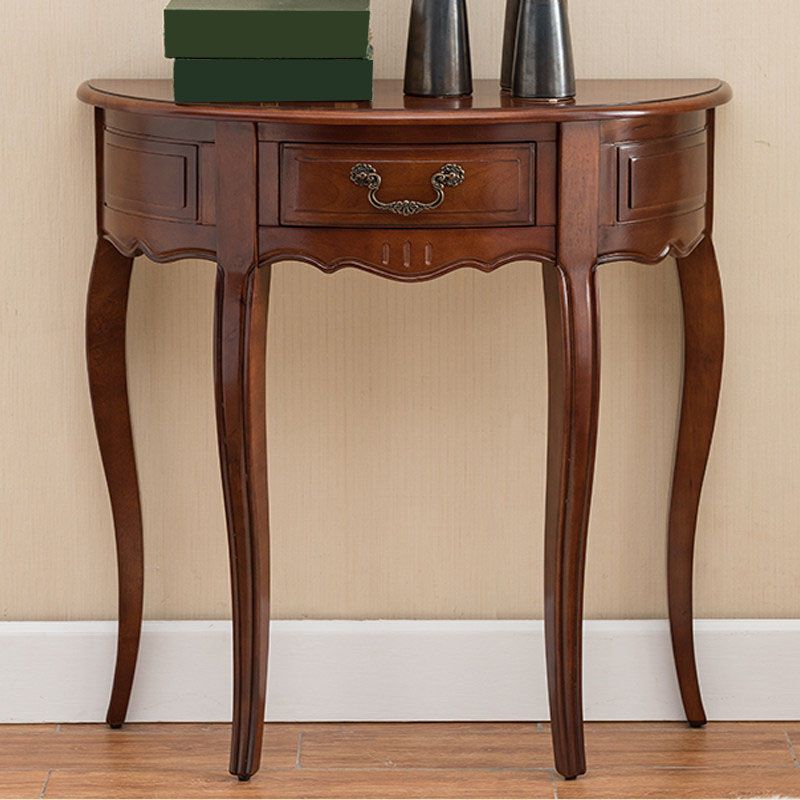 Mid-Century Modern Wood Accent Table Half Moon Sofa Console Table for Hall