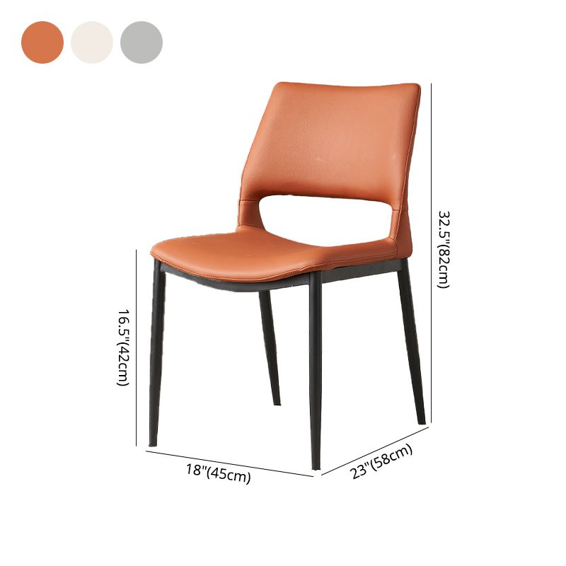 Chaise d'appoint de restaurant en cuir moderne, finition mate, chaise de salle à manger à dossier ouvert (Ensemble de 2)