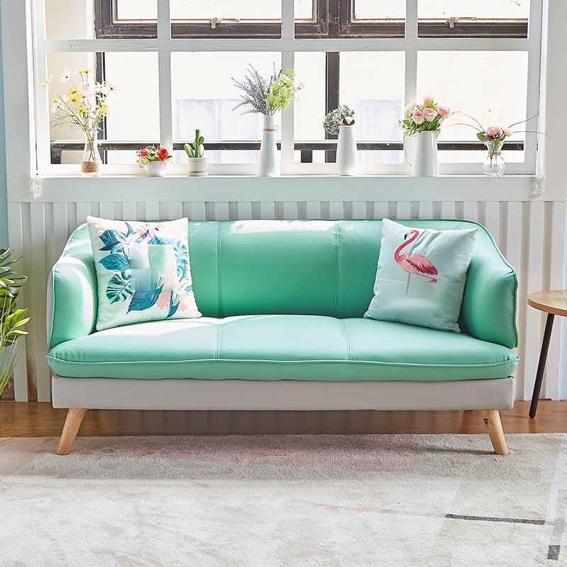 29.53" H Contemporary Faux Leather Slope Arm Sofa for Apartment