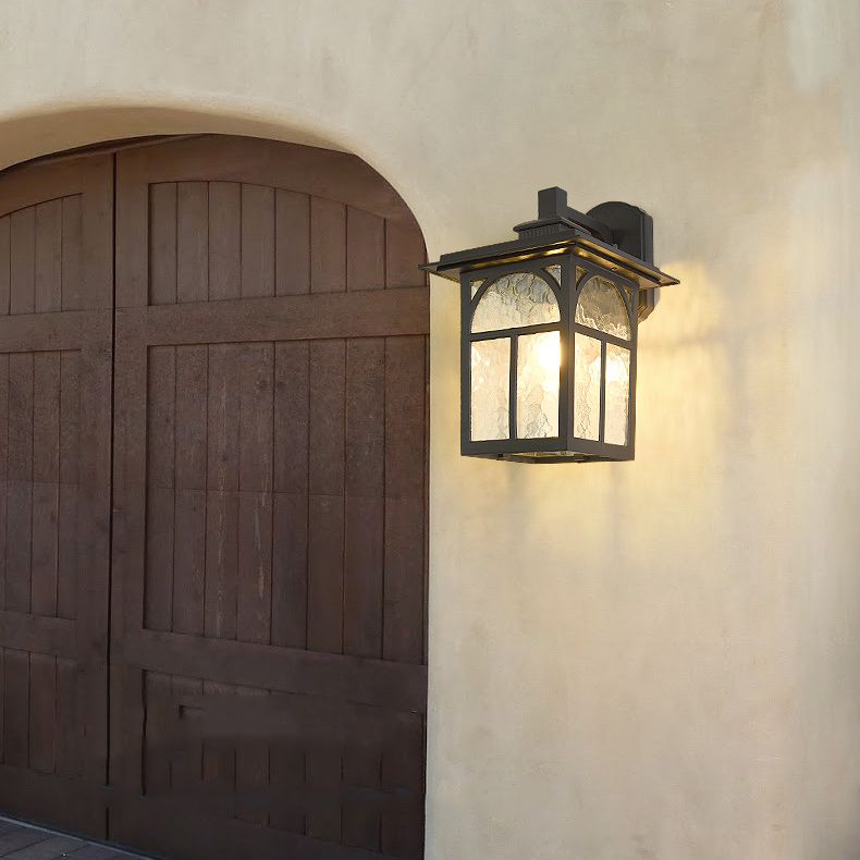 Retro Ripple Glass Shade Wall Light Geometric Single Light Wall Sconce for Outdoors