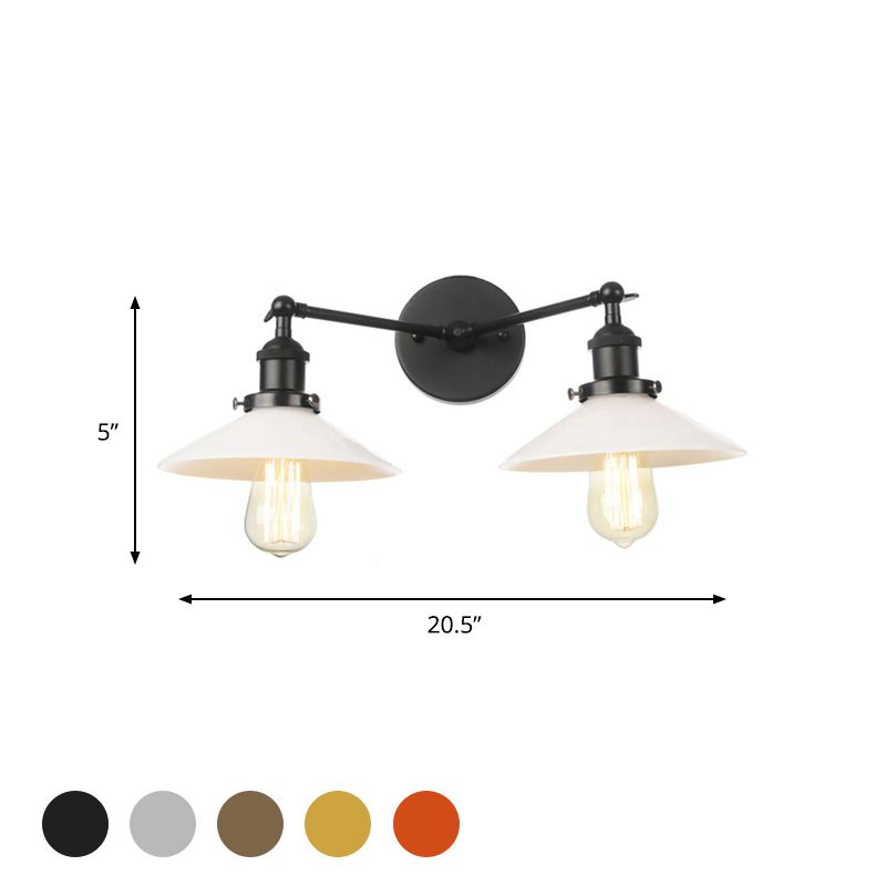 2 lichten wandhangende licht vintage kegel opaal glazen sconce verlichtingsarmatuur in brons/koper/messing