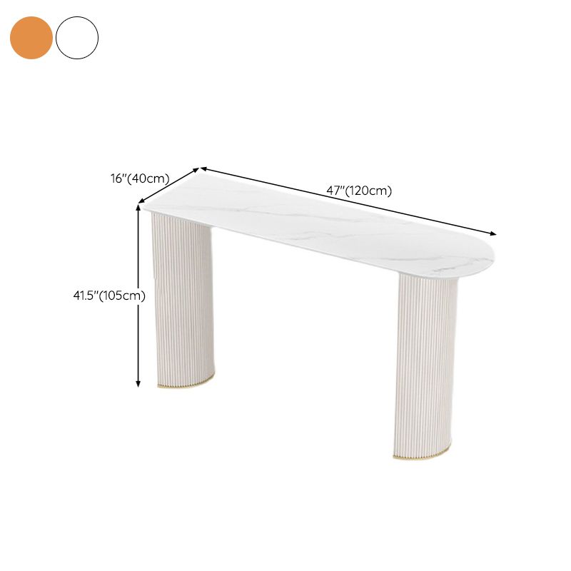 Industrial Free Form Bar Height Table Stone and Iron Bar Table with Double Pedestal