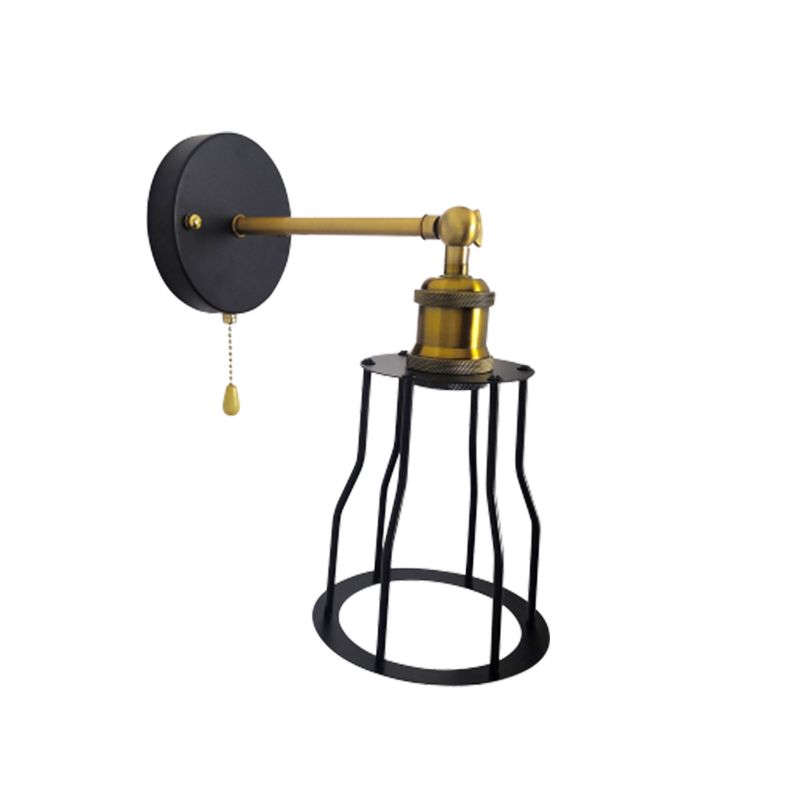 Industrial Unique Shape Wall Mount Light Fixture Metal Sconce Lamp in Black