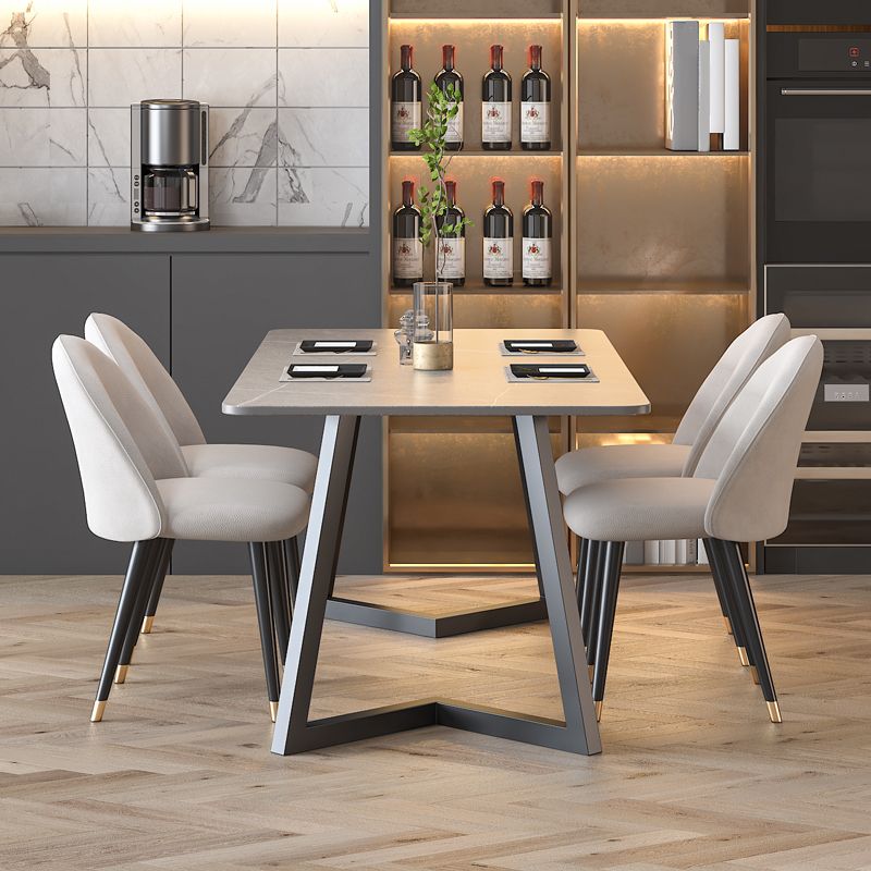 Gesinterde stenen eettafel moderne eettafel met zwart frame