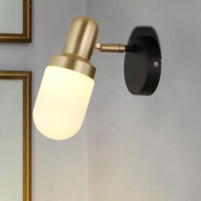 Capsule moderne Verre Lumière 1/2/3 Lumières Lumière Wall Light avec bras noir et plaque arrière