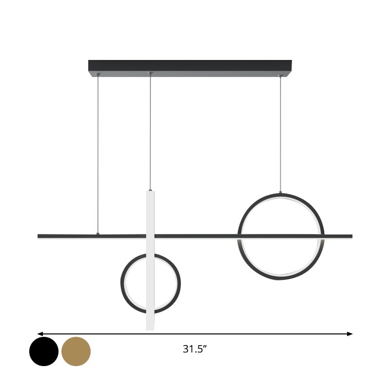 23.5"/31.5" W Acrylic Bike Pendant Lighting Nordic LED Island Lamp Fixture with Rectangle Canopy in Black/Gold