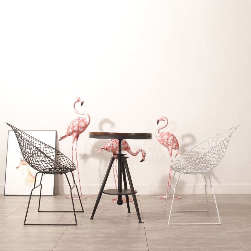 Industrial Black Metal Outdoor Bistro Chair Upholstered Outdoors Dining Chair