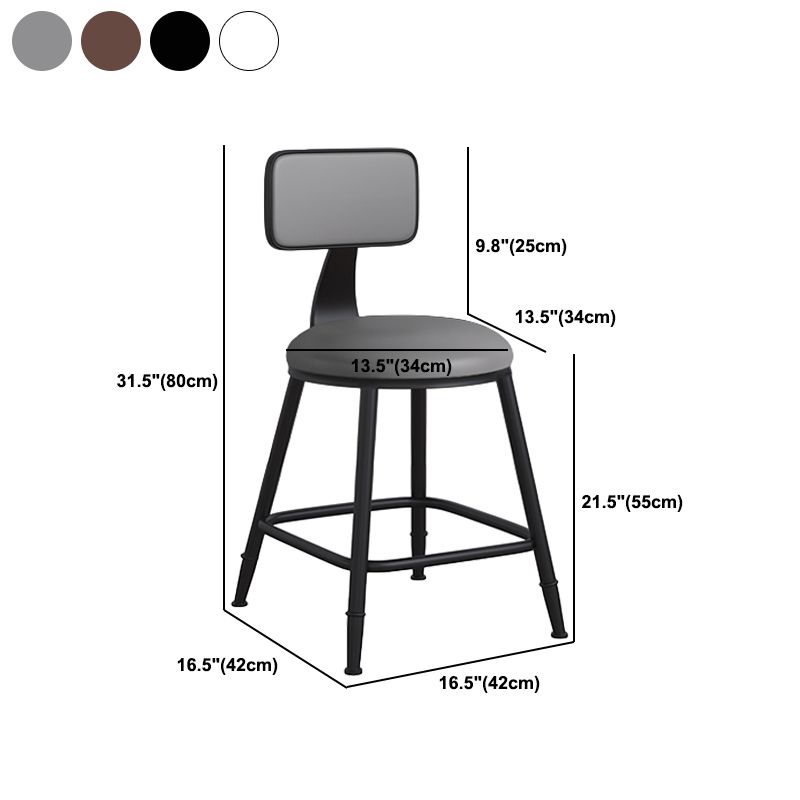 Modern Backrest Armless Counter Stool Iron Cafe Bar Stool with Leather Cushion