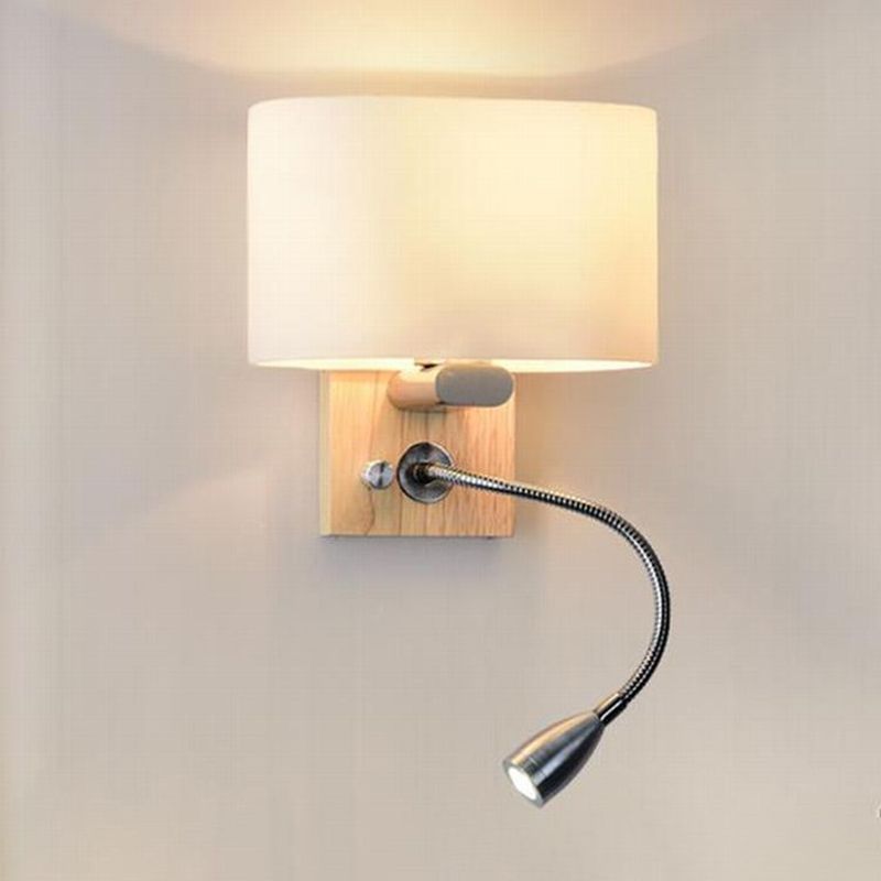 Oval Wall Sconce Lighting Modern Style Wood 2 Lights Wall Mounted Light