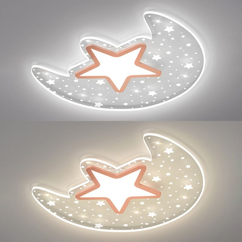 Lámpara de techo de forma de luna nórdica moderna Aluminio 2-Montaje de descarga de luz para dormitorio
