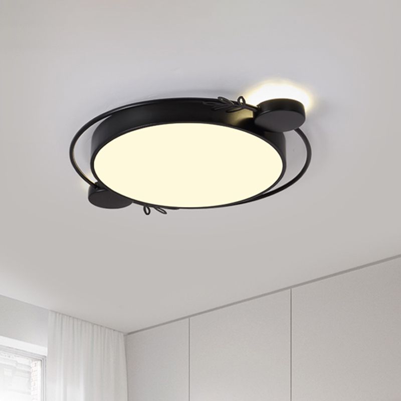 Twig Detailing Round Iron Flush Mount Nordic Black/Grey/White LED Flush Mounted Ceiling Light Fixture