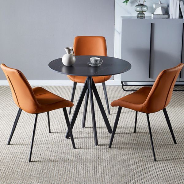 Round Dining Table Stone Top Dining Table in Black and White