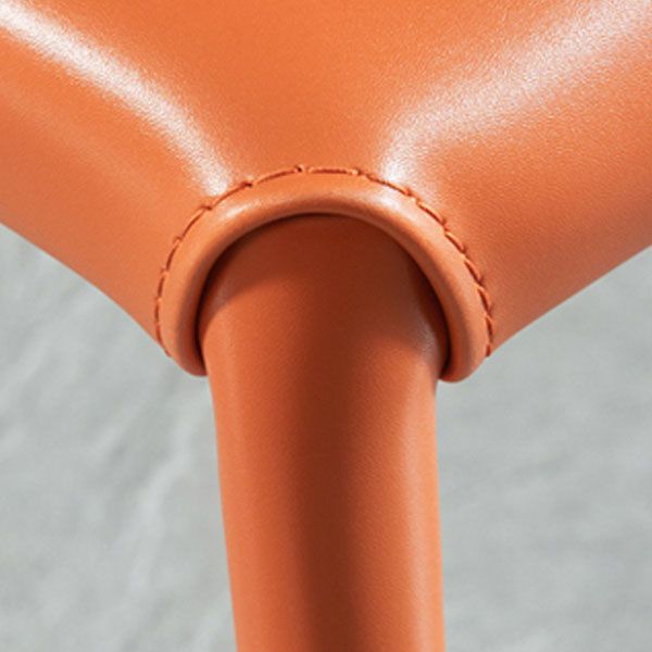 Metal Indoor Upholstered Side Chair Matte Finish Faux Leather Solid Back Dining Chair