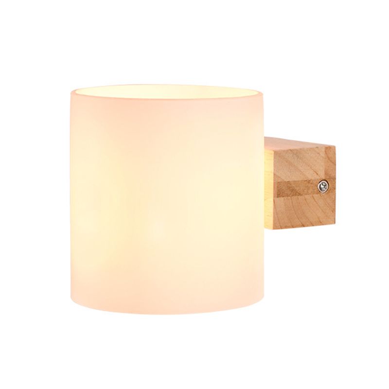 Cylinder Wall Sconce Lighting Modern Glass White Wall Mount Light Fixture for Bedroom