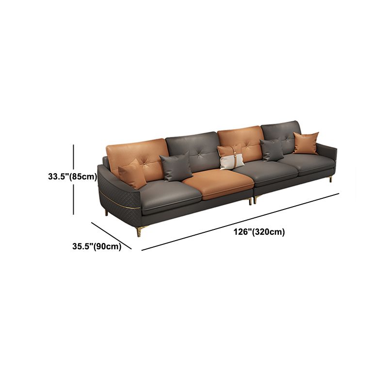33.46" Tall Faux Leather Sofa Stain Resistant Square Arm Sofa