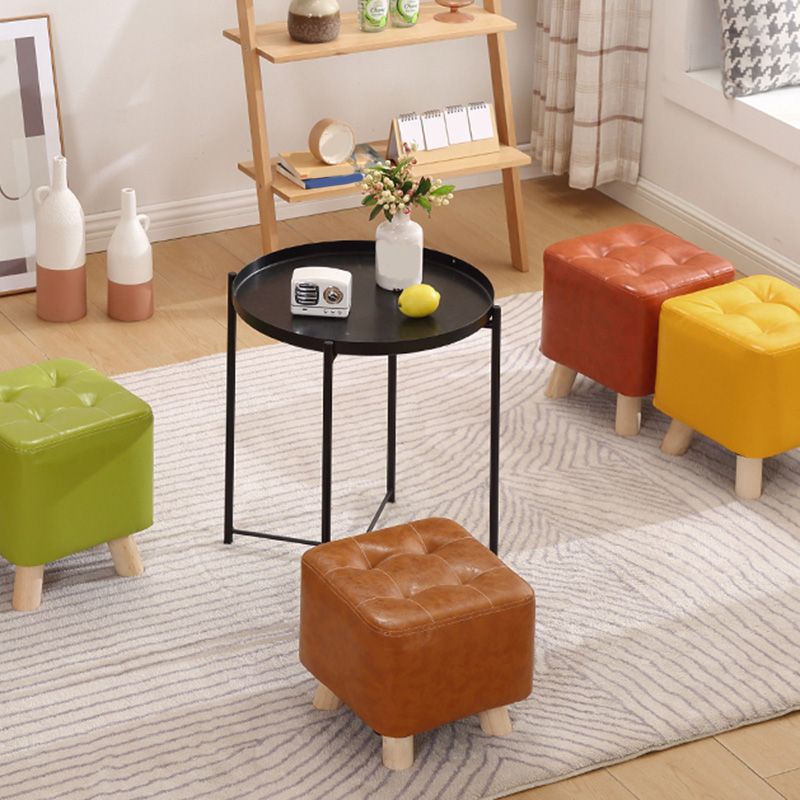 Water Resistant Pouf Tufted Whole Colored Square Faux Leather Pouf Stool