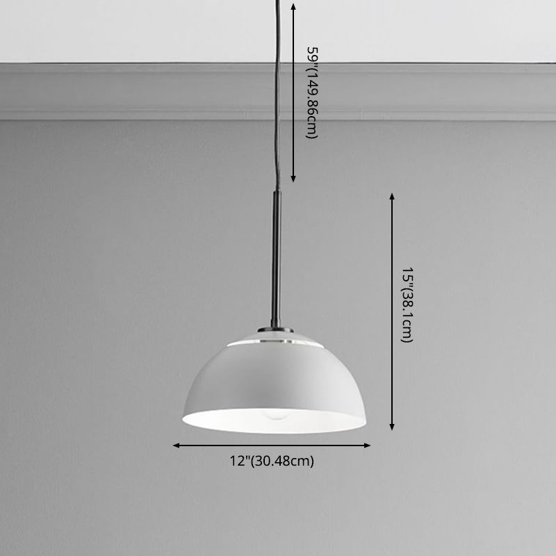Macaron Domed Pendant Lamp Metal 1 Bulb Dining Room Suspension Light with Vent Design