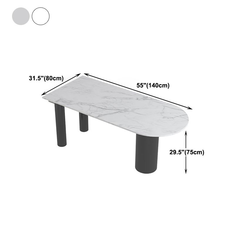 Mesa de comedor Simplicity de 3 patas en tono blanco de piedra sinterizada para comedor