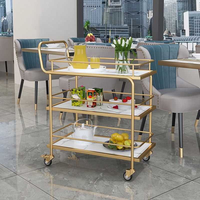 Home Dining Rolling Kitchen Trolley Modern Open Shelves Kitchen Island