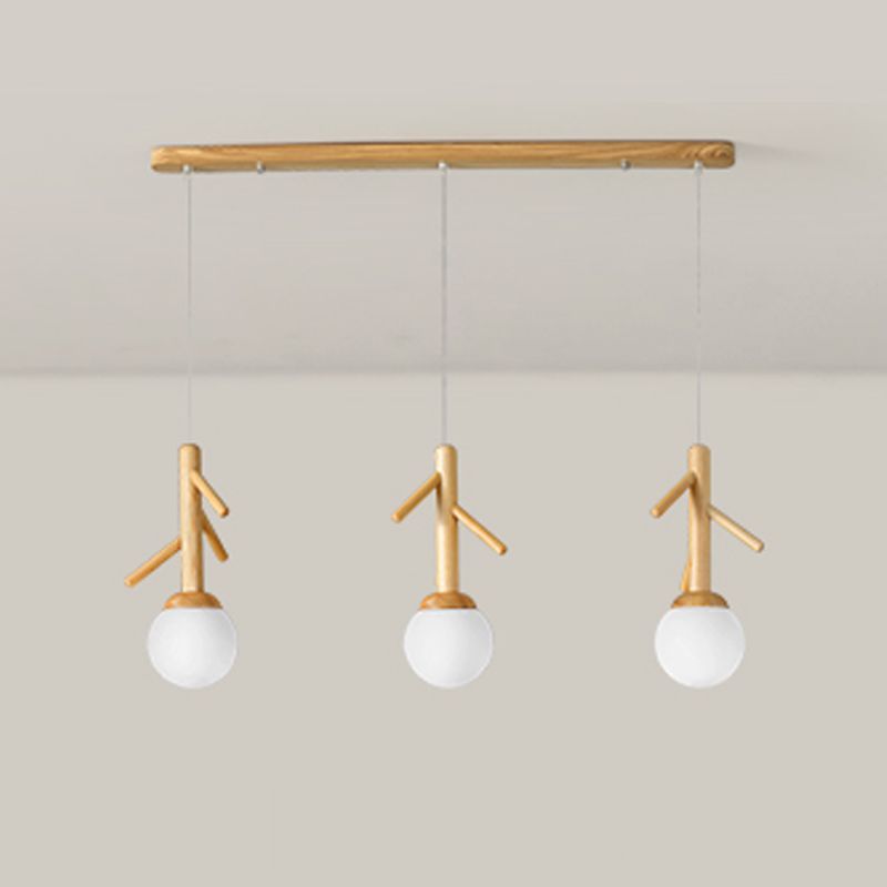 Log Color Globe Pendant Light in Modern Creative Style Glass 3-Light Hanging Lamping