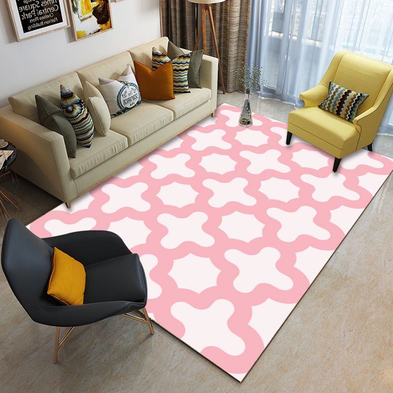 Multi Color Geometrical Rug Synthetics Contemporary Area Carpet Pet Friendly Non-Slip Backing Washable Rug for Living Room