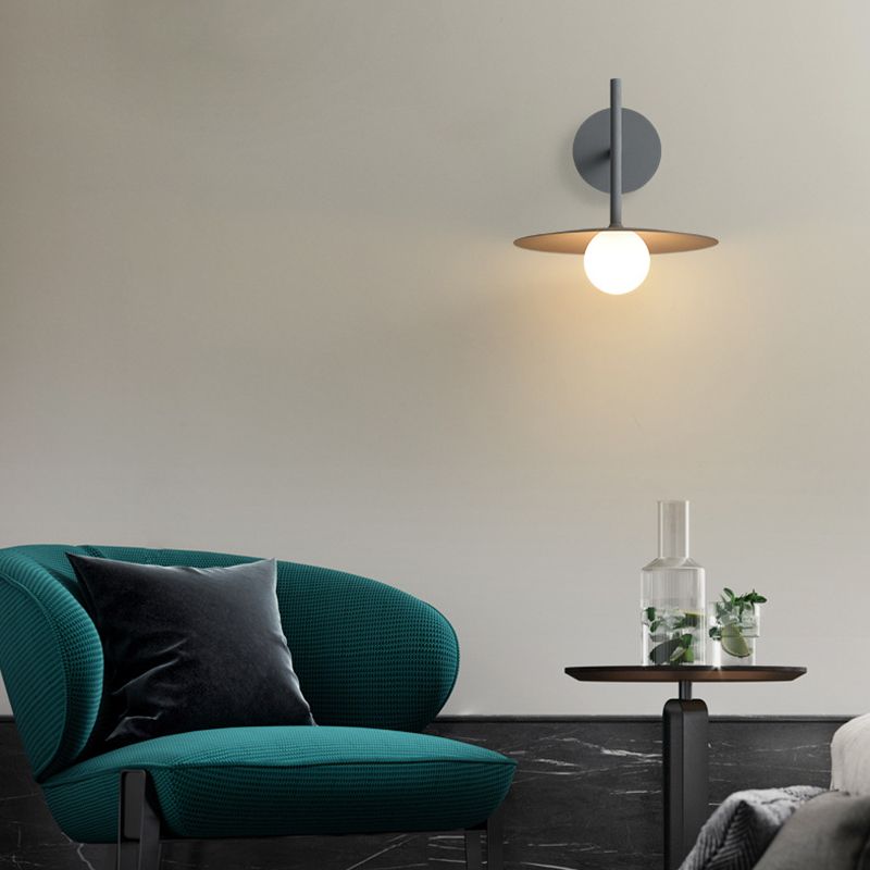 Metal Round Shape Wall Light Nordic Macarons Style 1-Light Wall Light Sconce