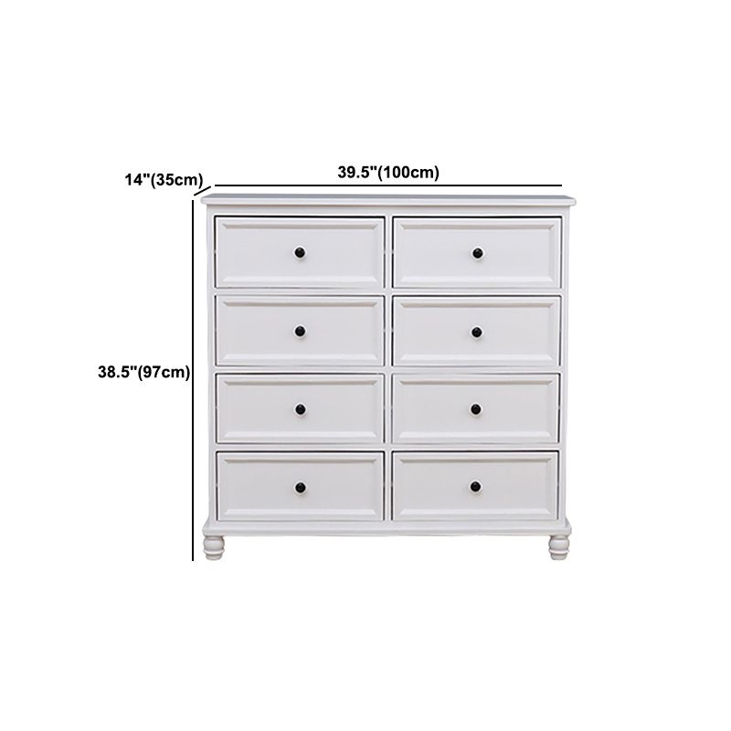 Contemporary White Accent Chest with Drawers and Solid Wood Bun Feet