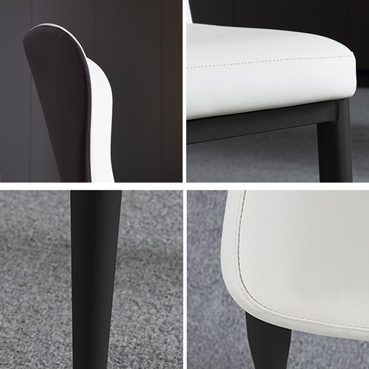 Sillas laterales de comedor con respaldo sólido contemporáneo Silla auxiliar de comedor de cuero para cocina