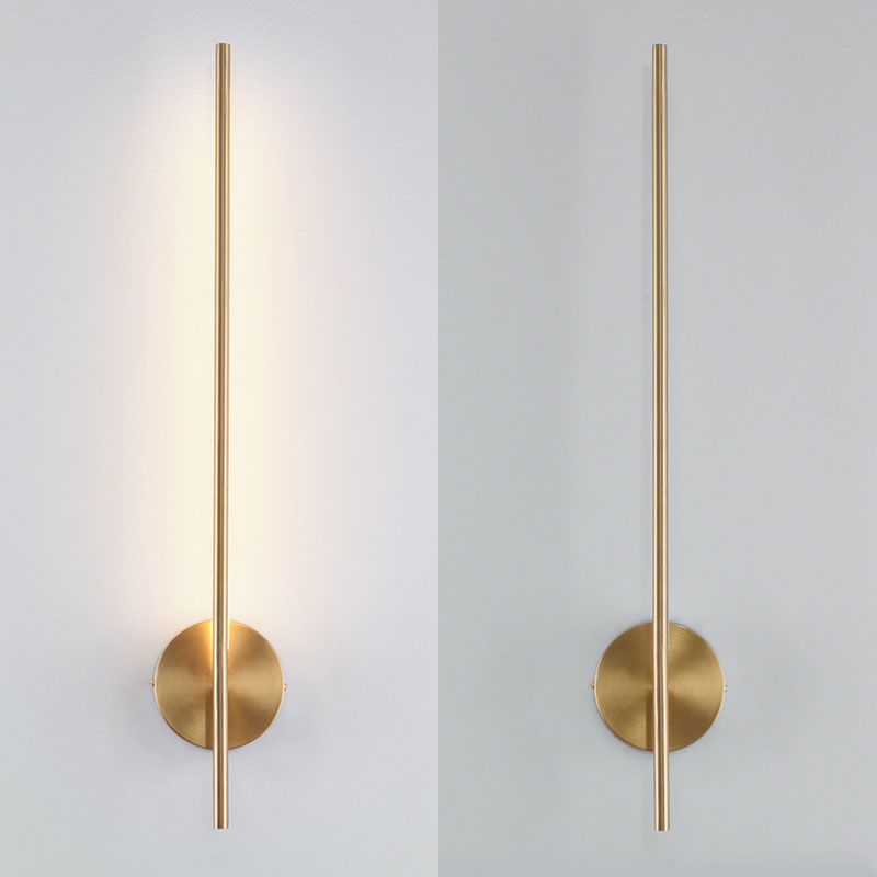 Lámpara de pared lineal de cobre dorada. Lámpara de apliques contemporánea para sala de estar