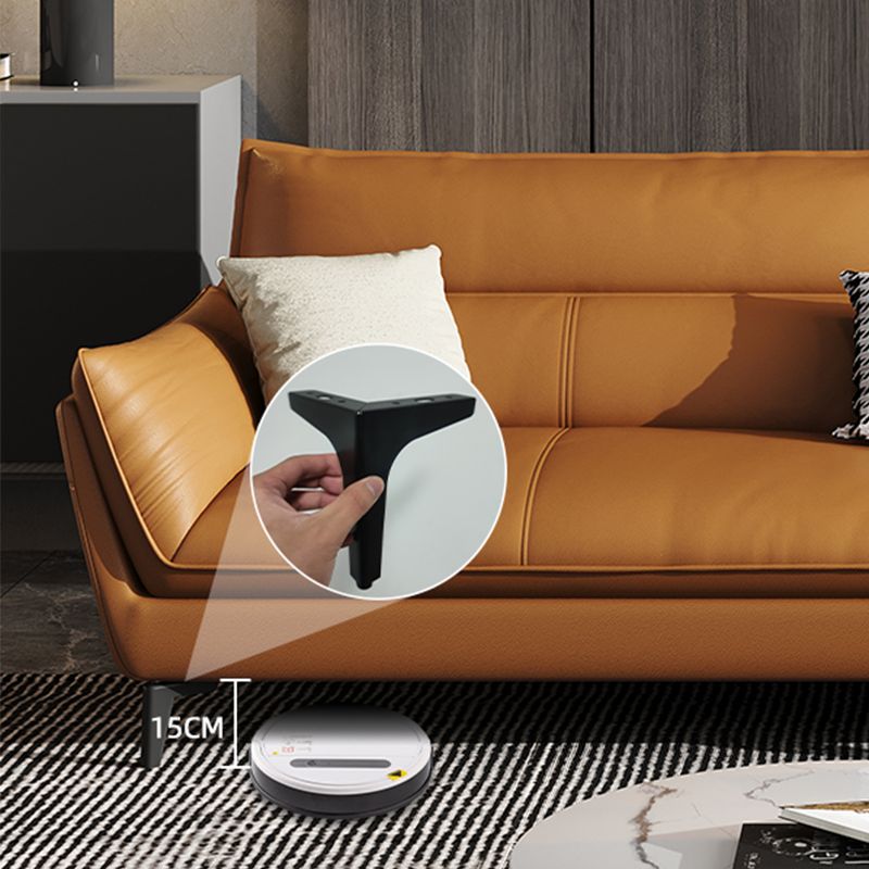 Contemporary Cushions Pillow Top Arm Living Room Genuine Leather Stationary Sofa